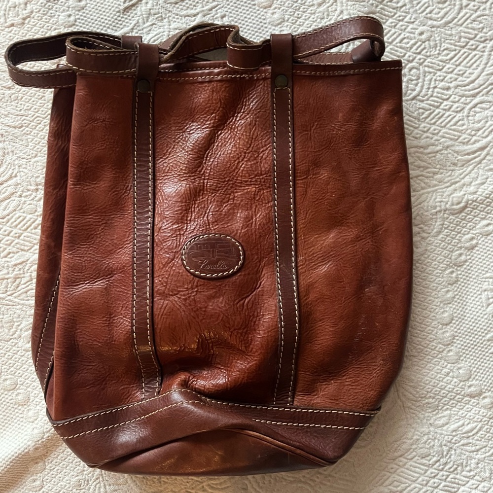 leather bag LARELLA ITALY bucket bag backpack w/ straps Italian vintage - Picture 3 of 17